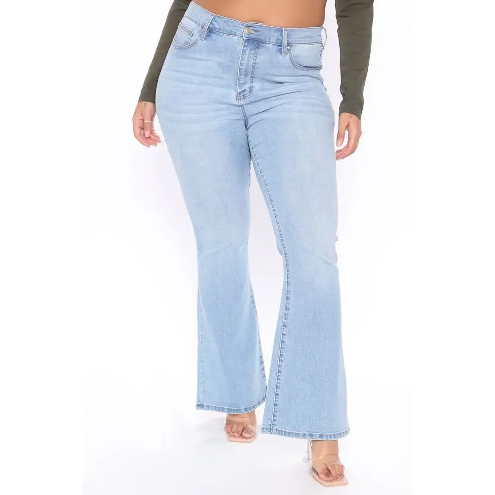 Fashion Nova Dare To Flare Jeans - Medium Blue Wash